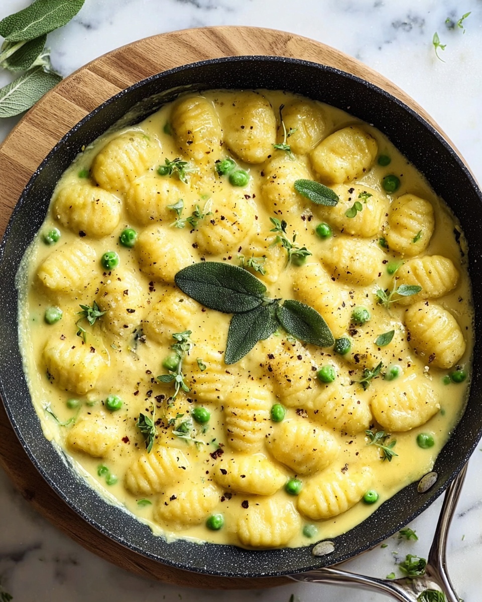 Gnocchi with Creamy Sage and Peas Sauce (Vegan-Friendly) Recipe - Recipe Image