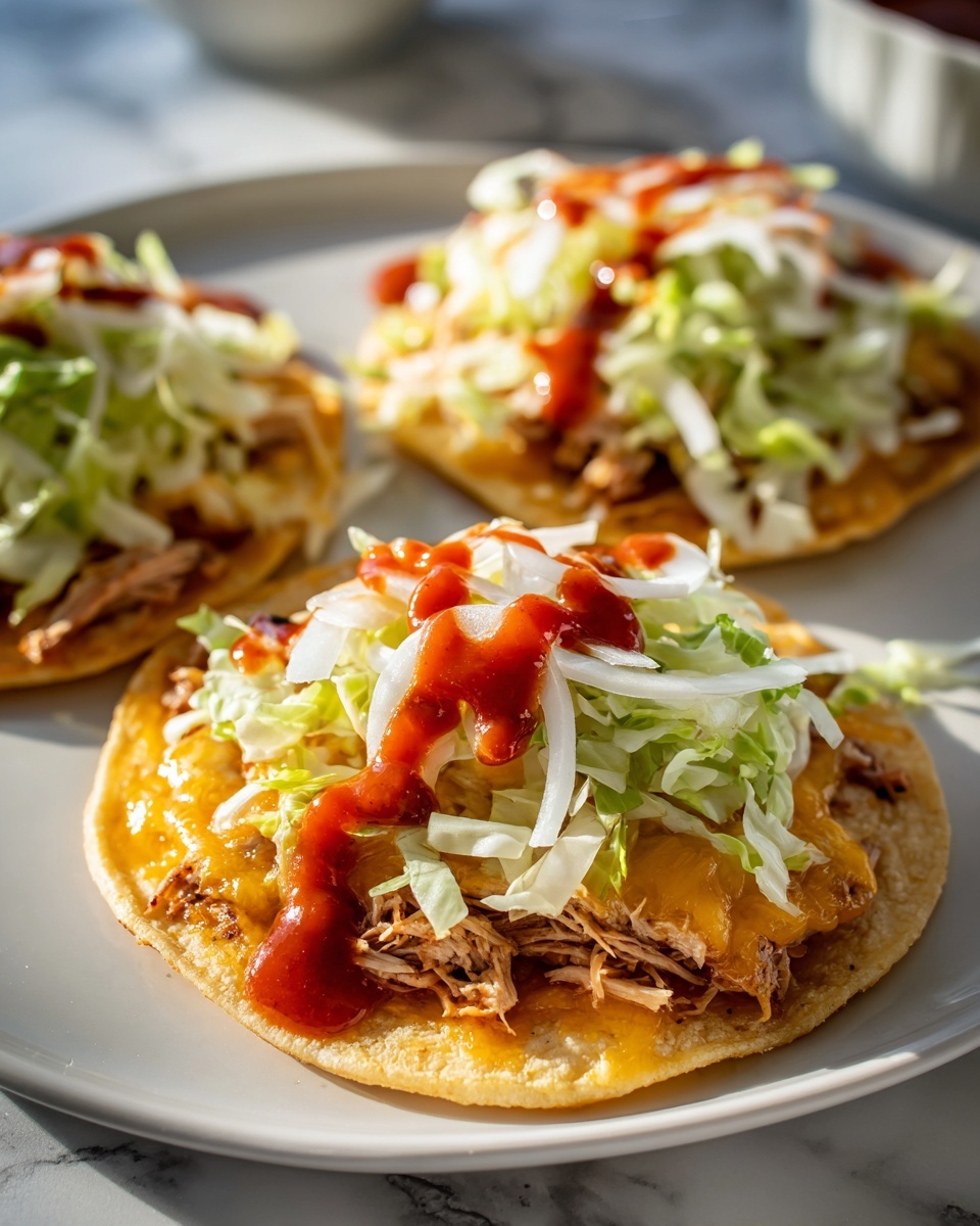 Cheesy Tostadas with Lettuce and Salsa Recipe - Recipe Image