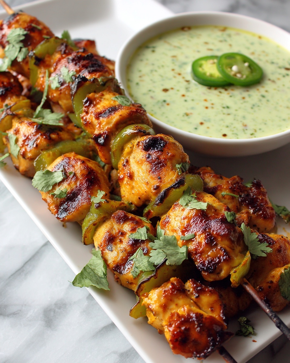 Spicy Honey Jalapeño Chicken Skewers with Cilantro Lime Dip Recipe - Recipe Image