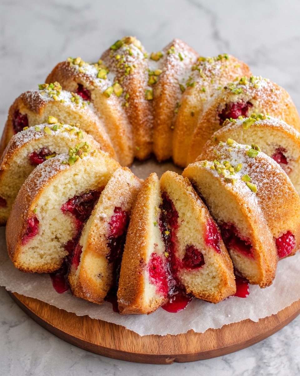 Raspberry and Pistachio Wreath Recipe - Recipe Image