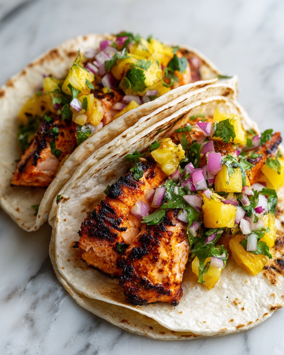 Chipotle Honey Salmon Tacos with Pineapple Salsa Recipe - Recipe Image