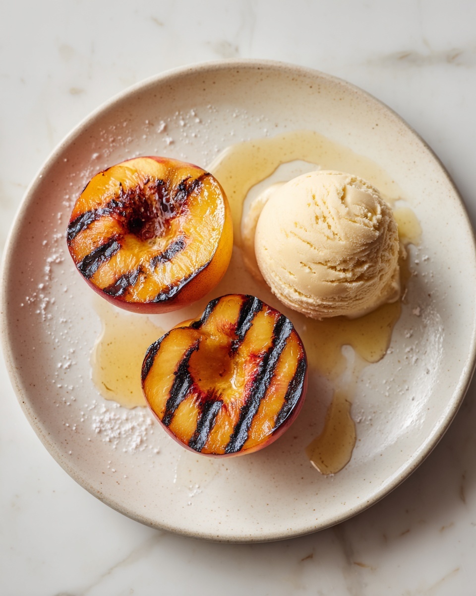 Grilled Peaches with Vanilla Ice Cream Recipe - Recipe Image