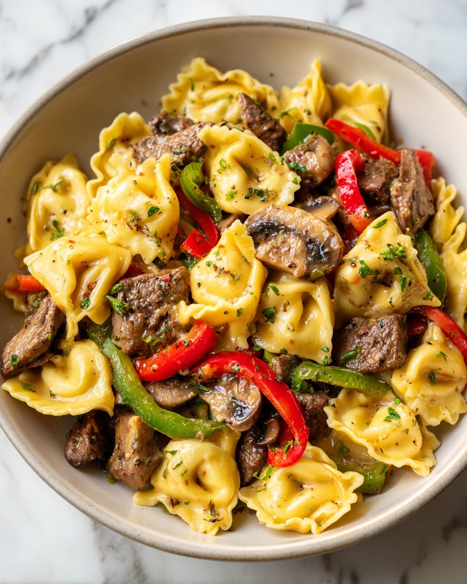 Philly Cheesesteak Tortellini Recipe - Recipe Image