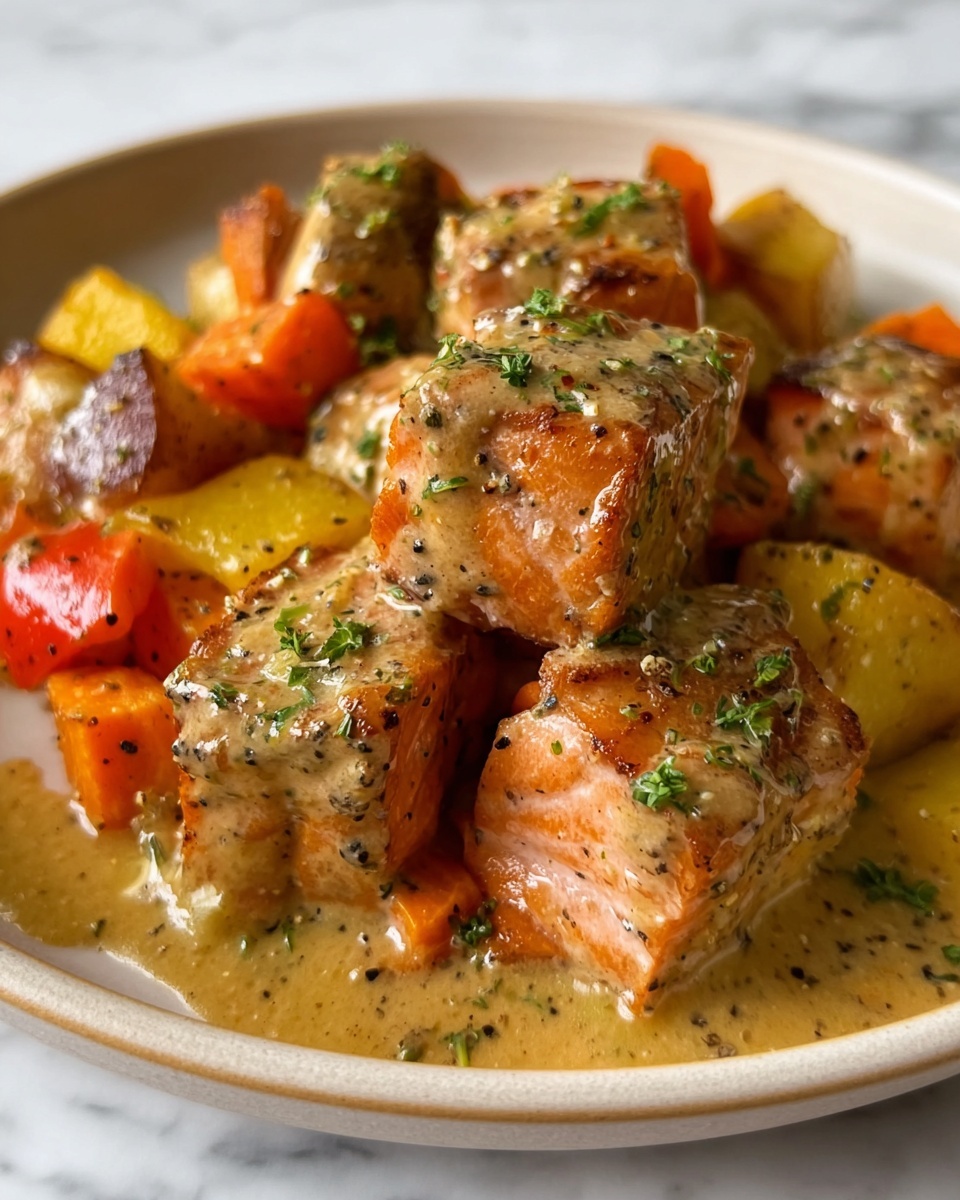 Honey Mustard Salmon Bites with Veggies Recipe - Recipe Image