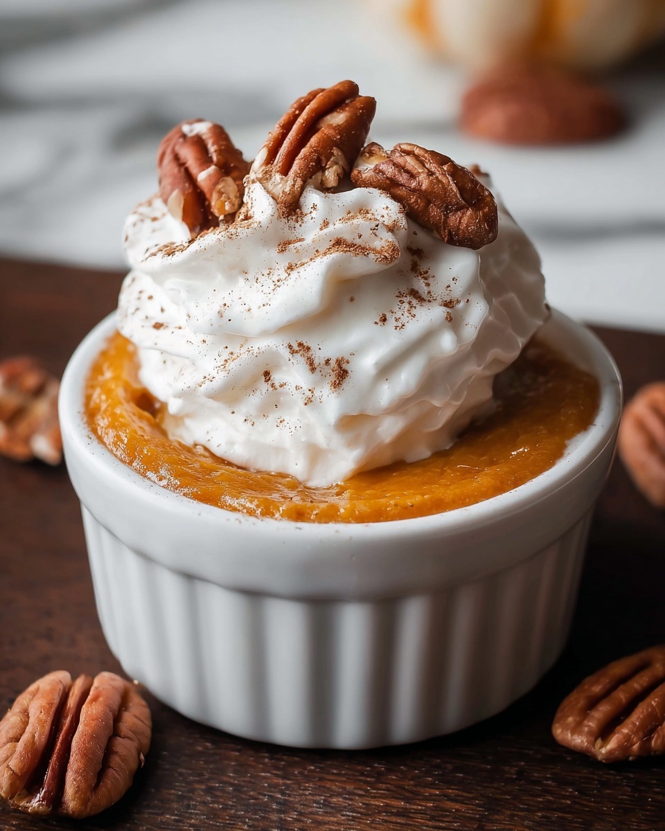 Microwave Pumpkin Cheesecake with Caramel Sauce and Pecans Recipe - Recipe Image