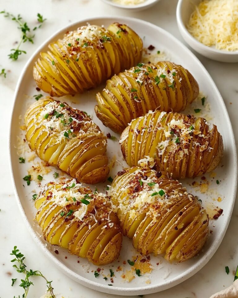 Hasselback Potatoes with Garlic, Herbs, and Parmesan Recipe