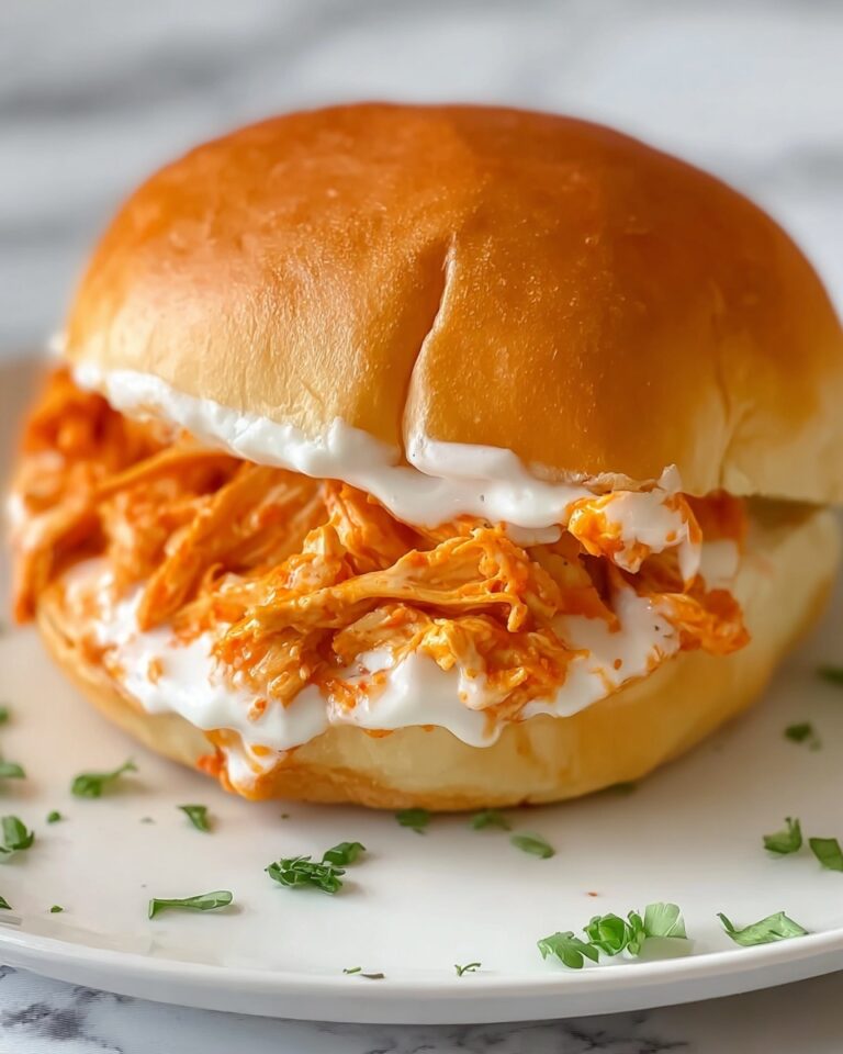 Easy Crockpot Shredded Buffalo Chicken Sandwiches Recipe