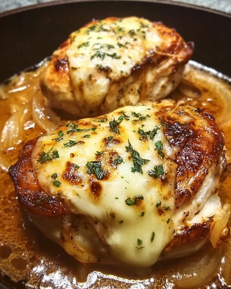 Easy One Pan French Onion Stuffed Chicken Recipe