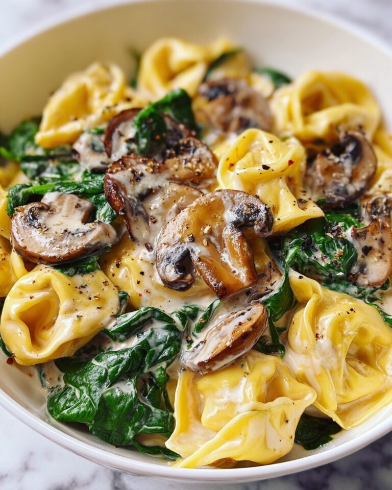 Creamy Spinach Mushroom Tortellini with Caramelized Onions Recipe