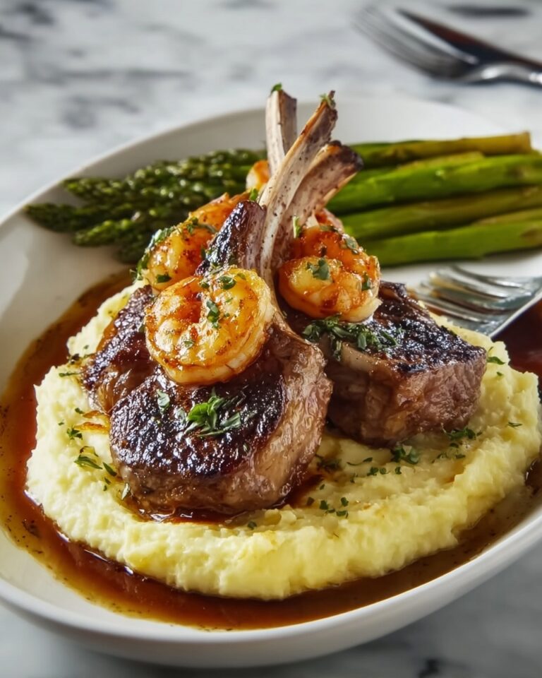 Succulent Lamb Chops with Lobster Mashed Potatoes and Roasted Asparagus Recipe