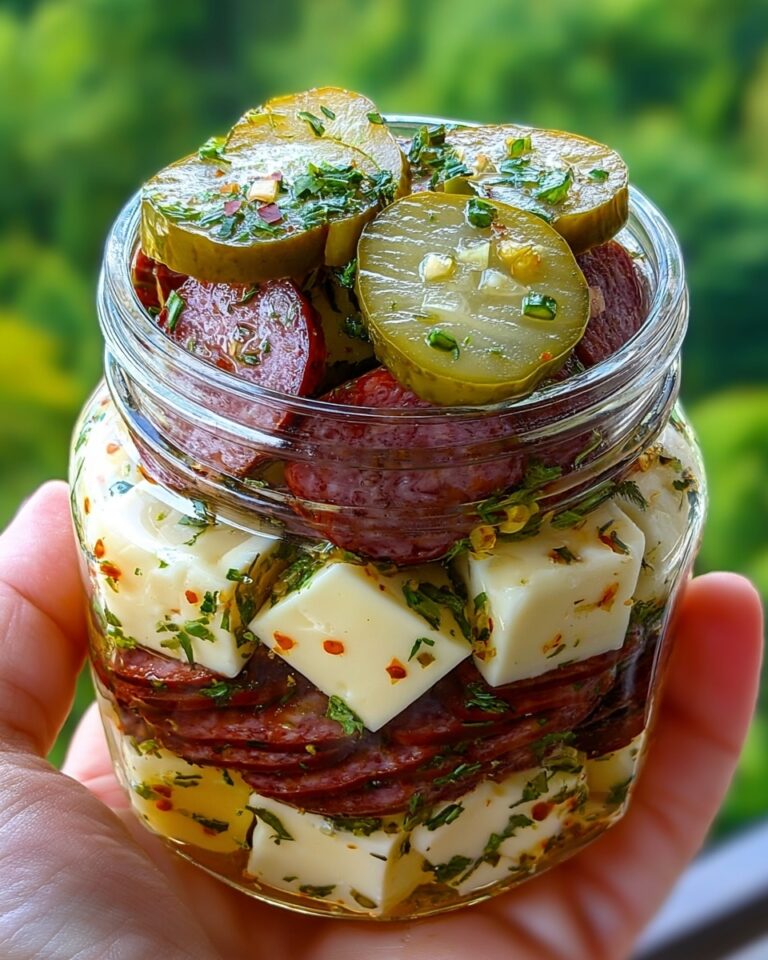 Easy Marinated Cheese Appetizer with Salami & Pickles Recipe
