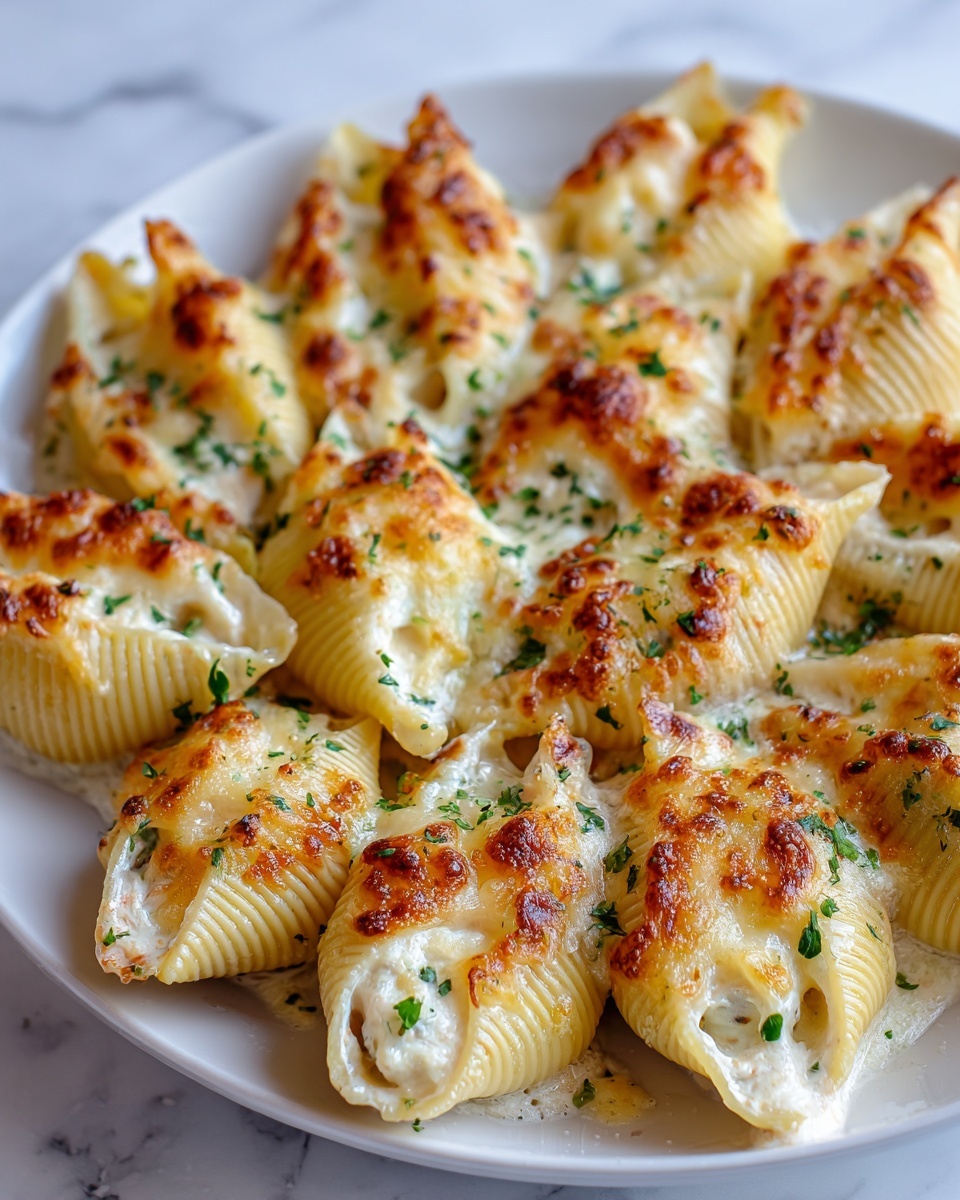 Garlic Butter Chicken Alfredo Stuffed Shells Recipe - Recipe Image