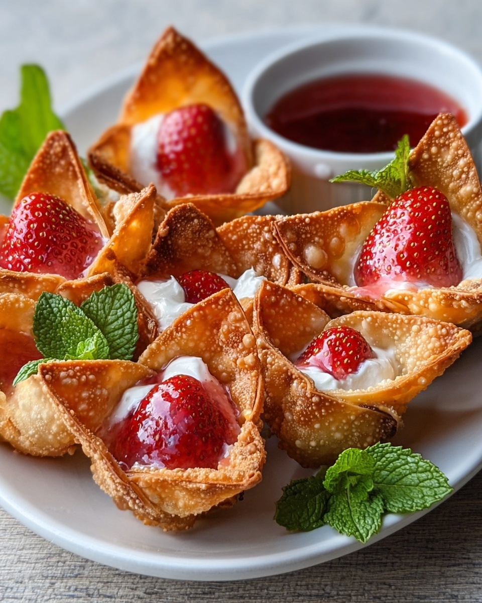 Deep-Fried Strawberry Cheesecake Stuffed Wonton Bites Recipe - Recipe Image