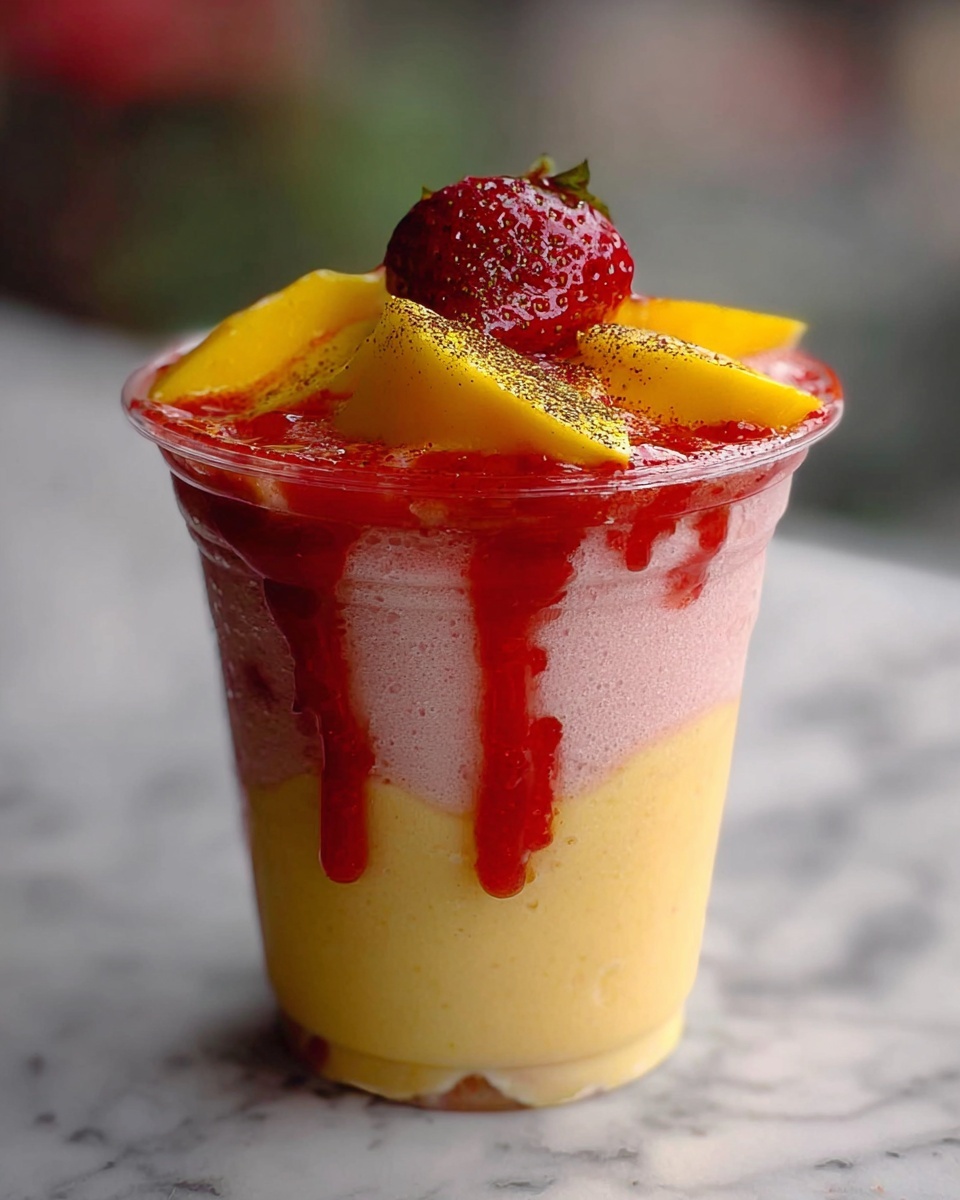 Mango Strawberry Sunrise Frappuccinos Recipe - Recipe Image