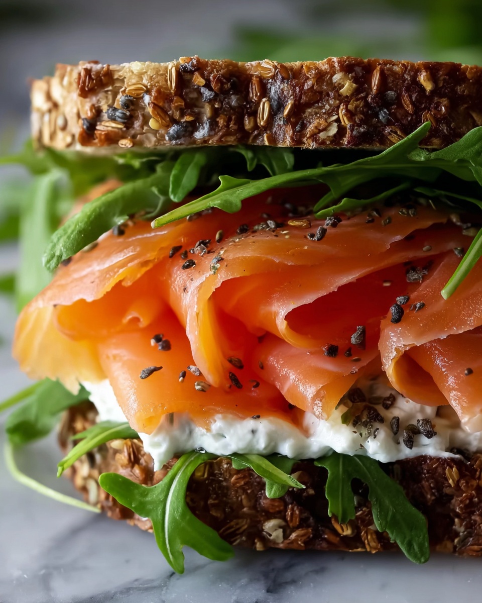 Smoked Salmon Sandwich with Dill Cream Cheese and Fresh Vegetables Recipe - Recipe Image