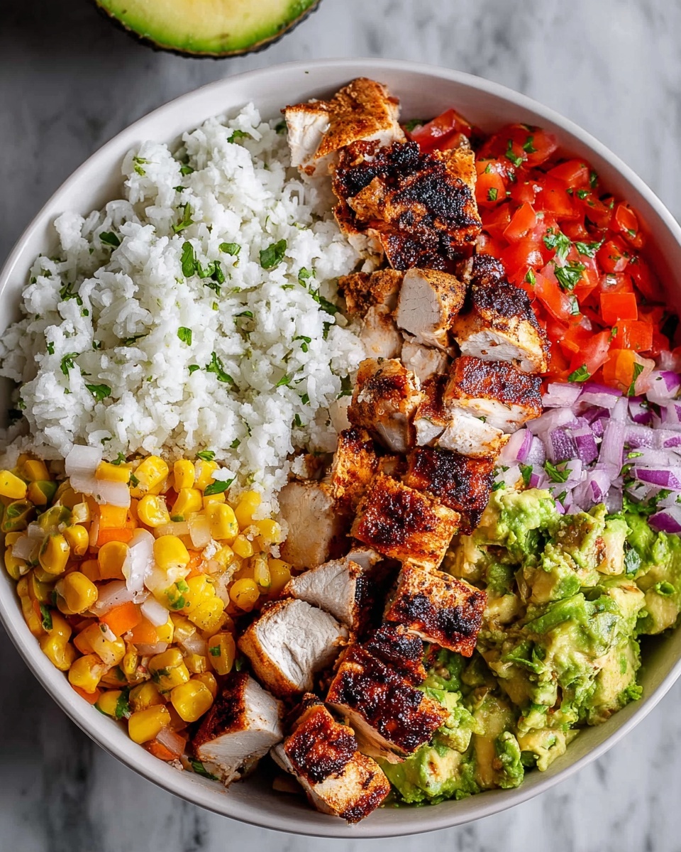 Spicy Chipotle Chicken Burrito Bowl with Cilantro Lime Rice Recipe - Recipe Image