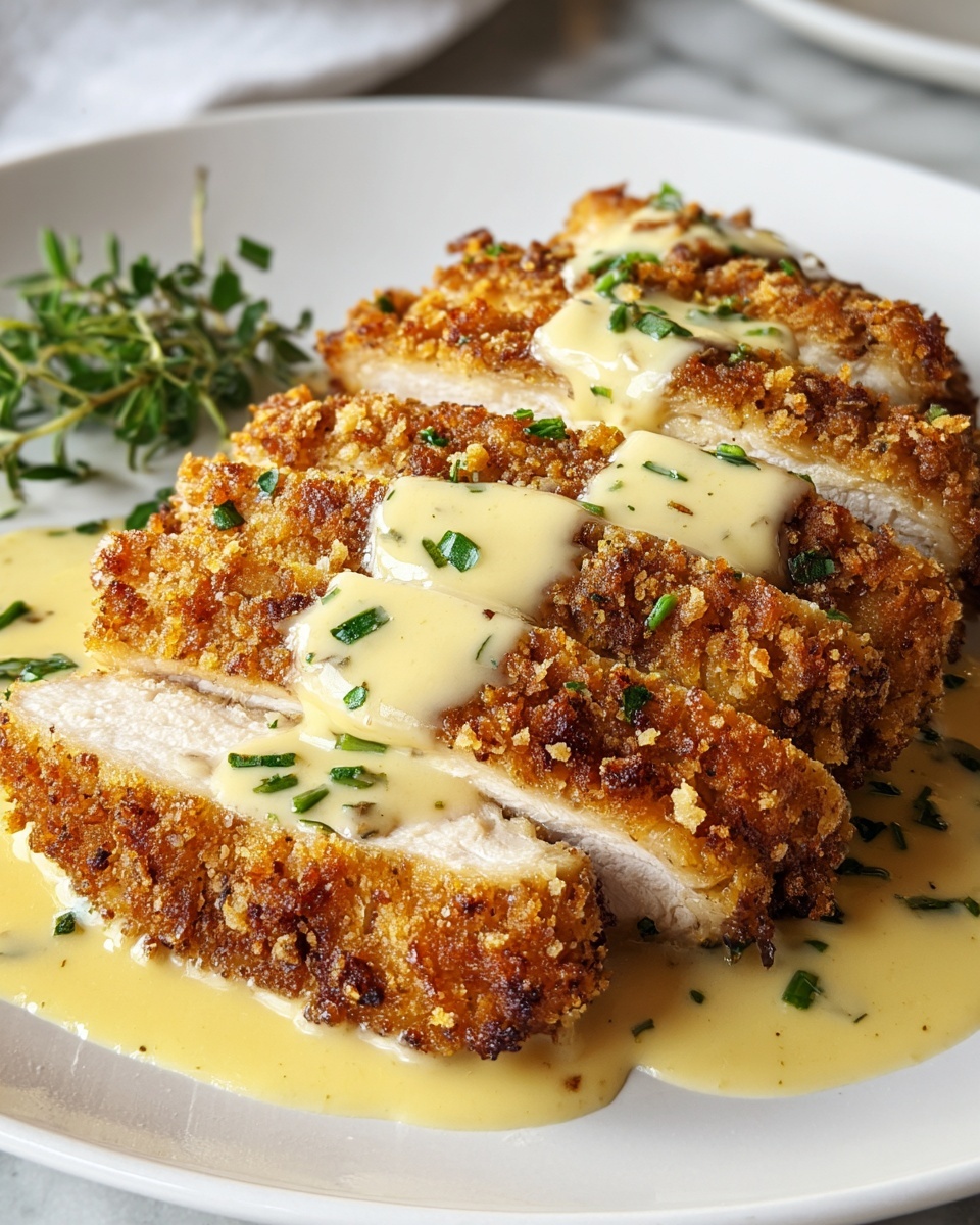 Parmesan Crusted Chicken with Creamy Garlic Sauce Recipe - Recipe Image