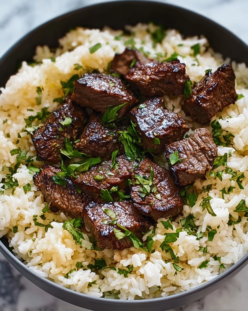 Honey Garlic Butter Steak and Rice Skillet Recipe - Recipe Image