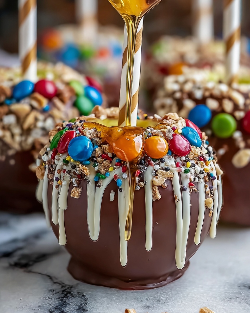 Gourmet Candy-Coated Caramel Apple Creations Recipe - Recipe Image