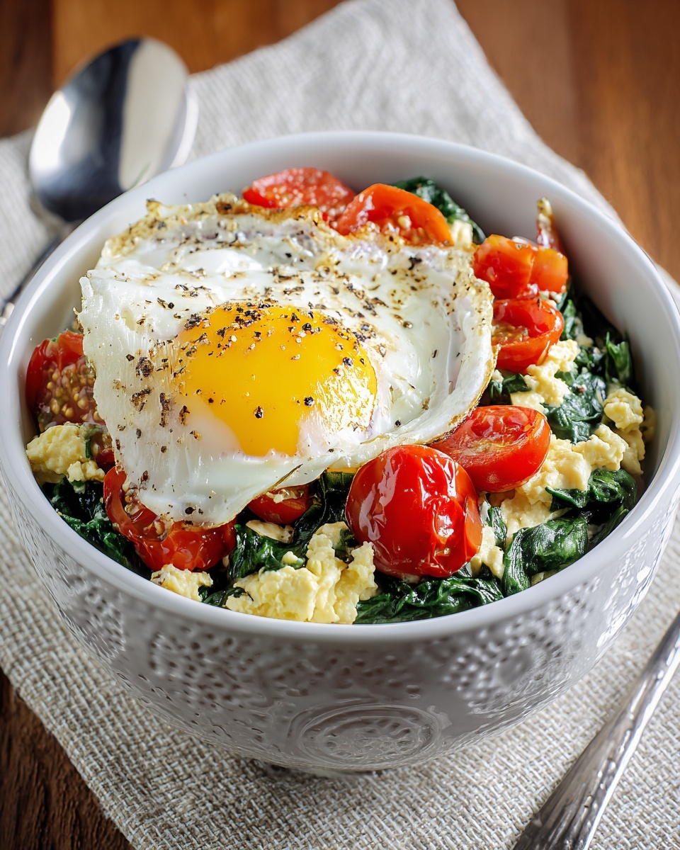 Egg White Scramble with Spinach and Tomatoes Recipe - Recipe Image