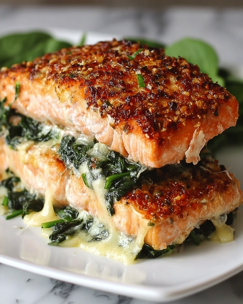 Blackened Salmon Stuffed with Spinach & Parmesan Recipe - Recipe Image