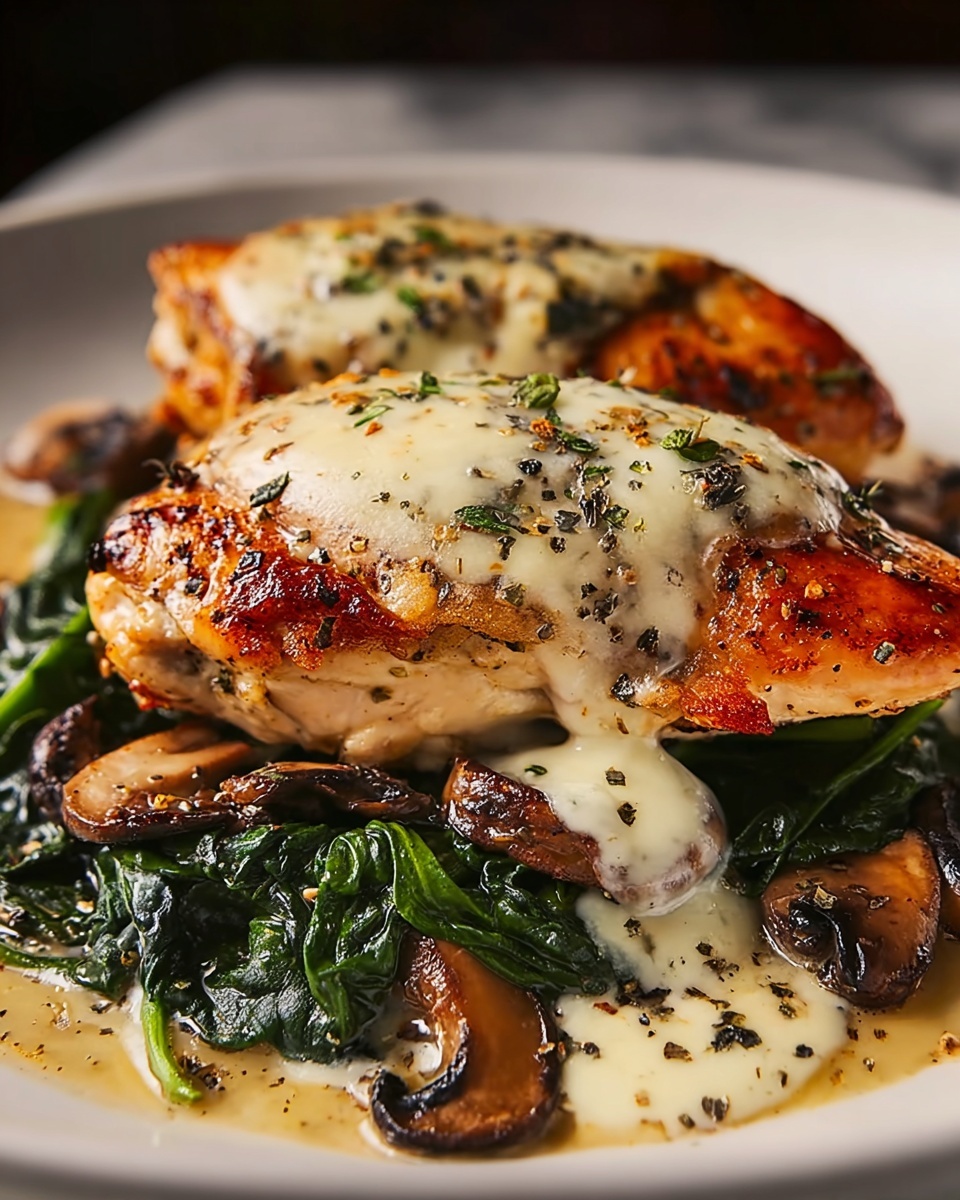 Baked Chicken with Spinach and Mushrooms Recipe - Recipe Image