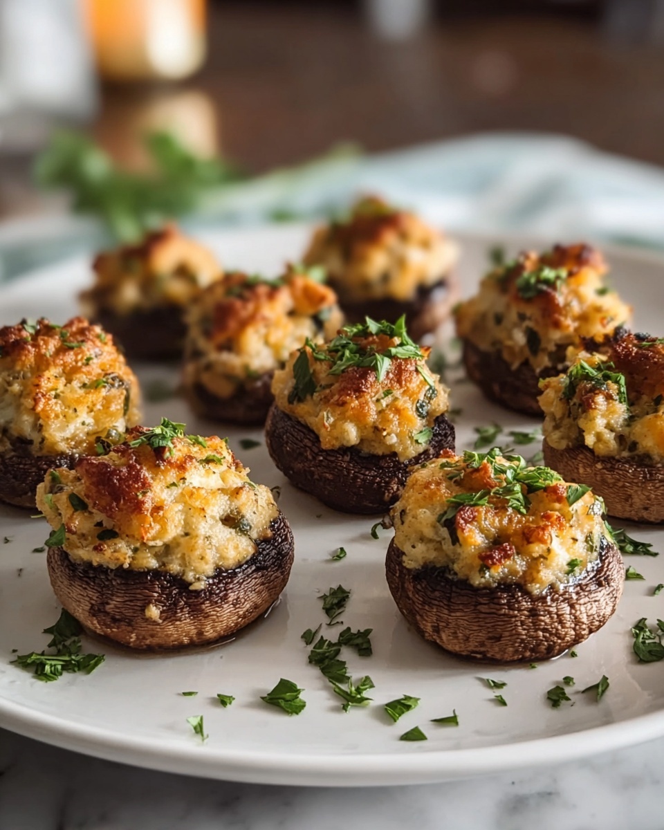 Delicious Mushrooms Stuffed with Crab Meat Recipe - Recipe Image