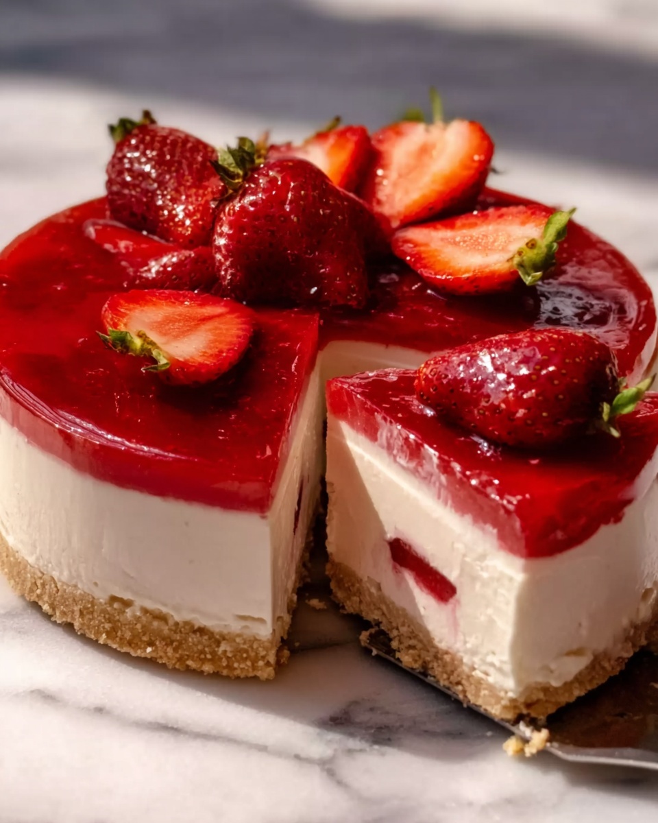 Strawberry Cheesecake with Fresh Strawberry Reduction Recipe - Recipe Image