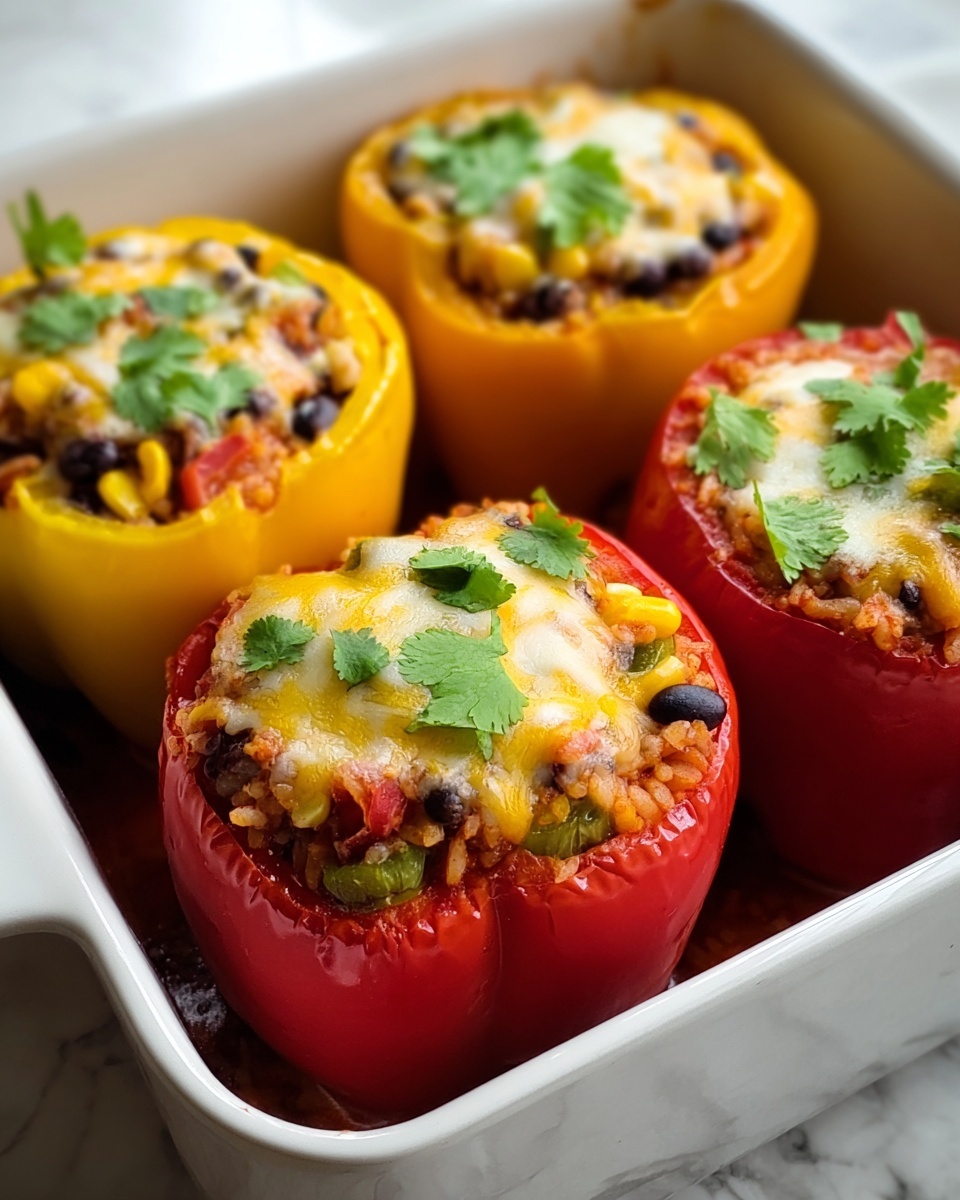 Stuffed Bell Peppers with Melted Cheese Recipe - Recipe Image