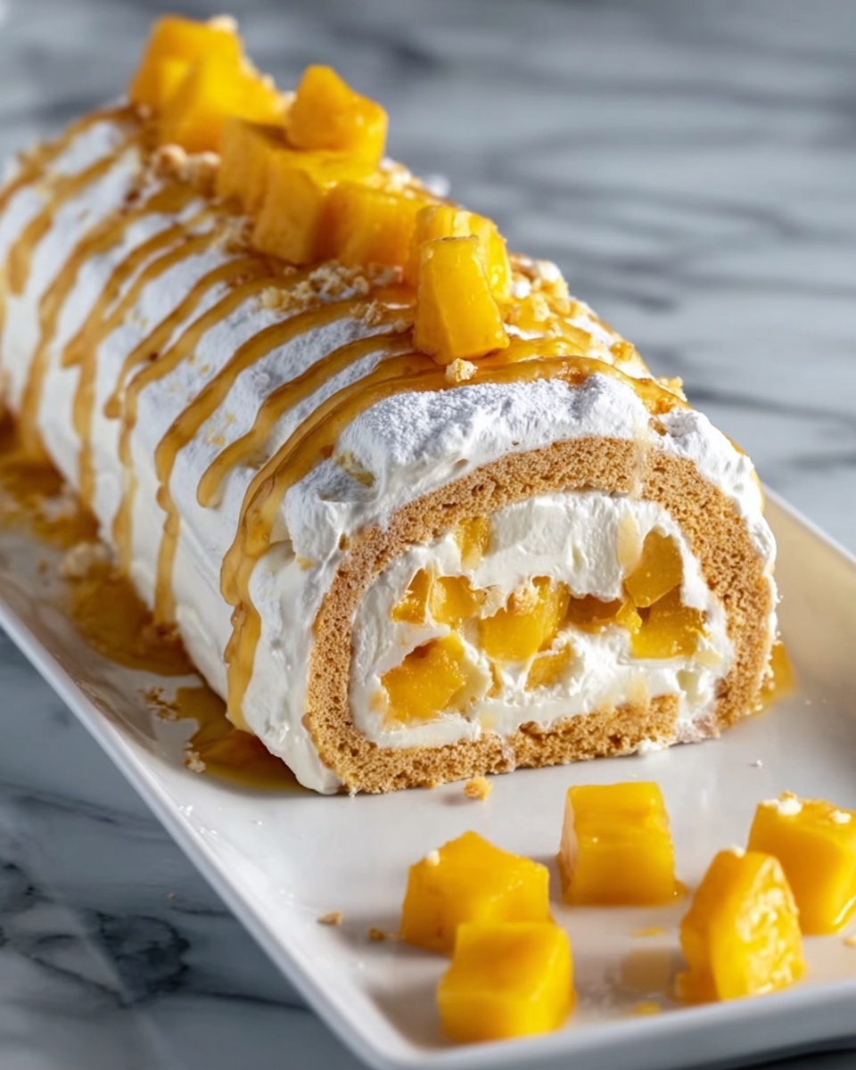 Mango Cream Roll Cake Recipe - Recipe Image