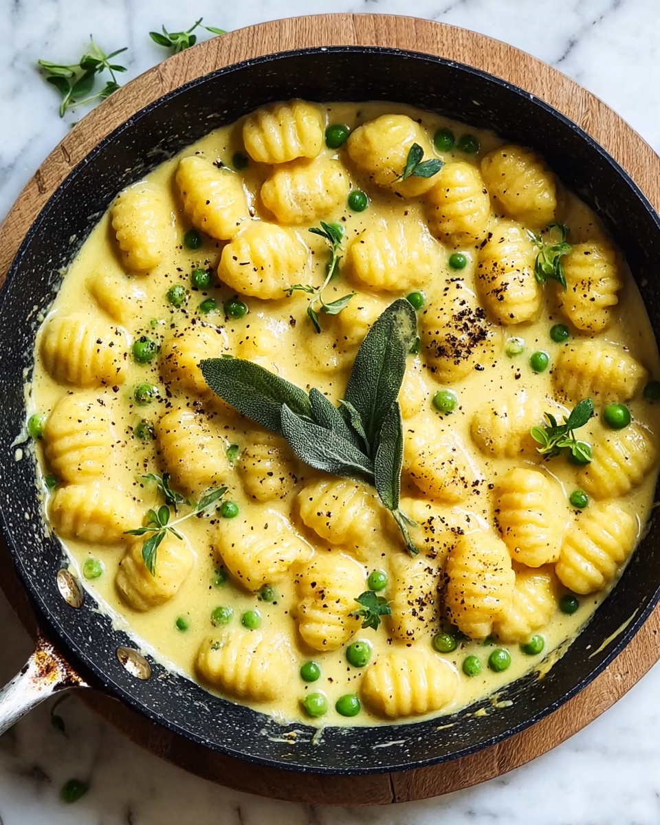 Gnocchi with Creamy Sage and Peas Sauce (Vegan-Friendly) Recipe - Recipe Image