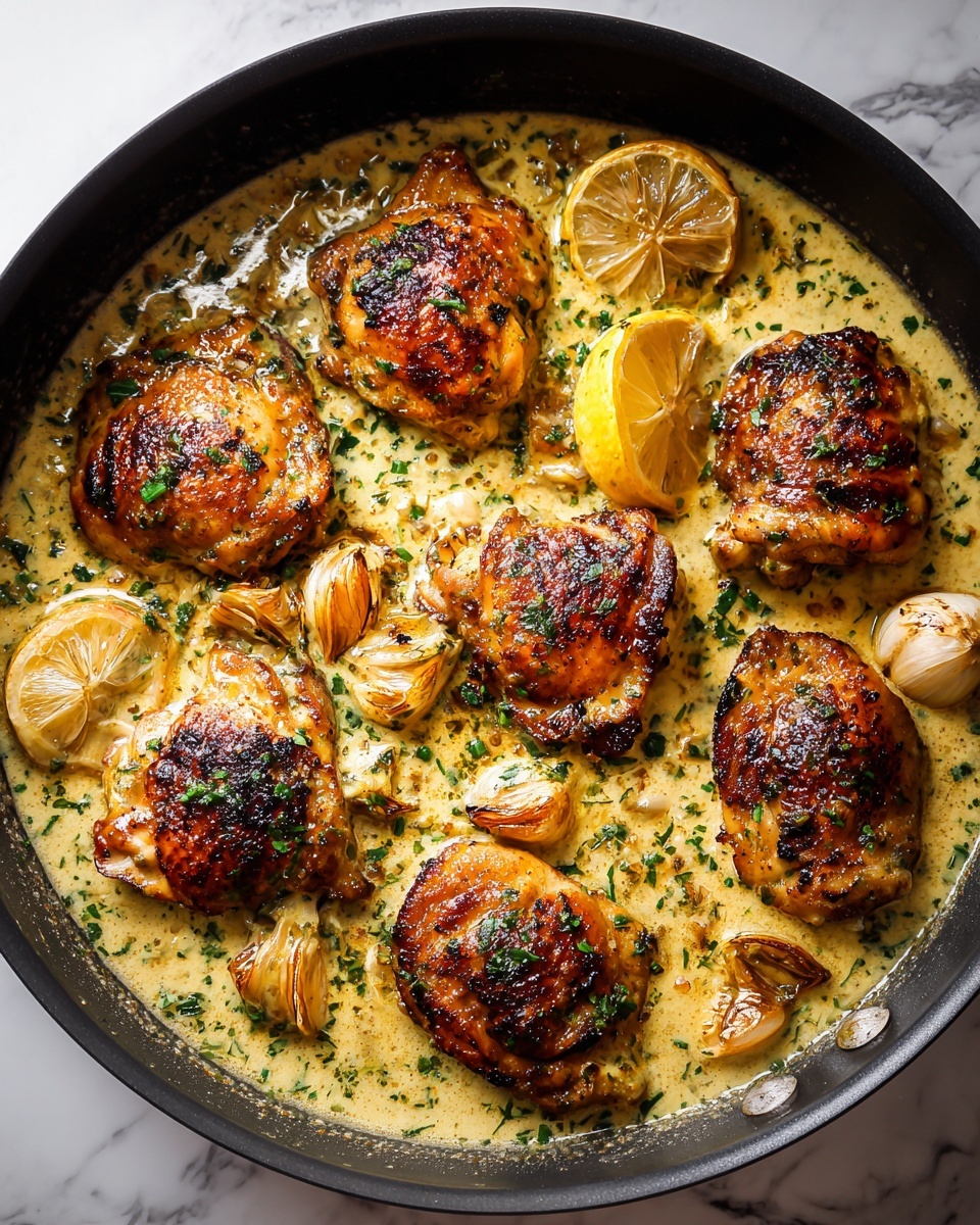 Herb Roasted Chicken in Creamy Garlic Herb Sauce Recipe - Recipe Image