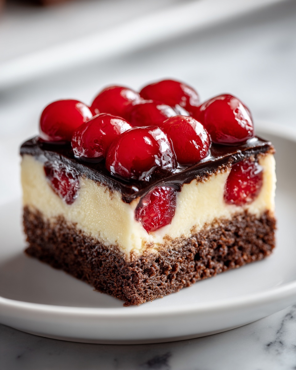 Irresistible Cherry Chocolate Brownie Cheesecake Bars Recipe - Recipe Image