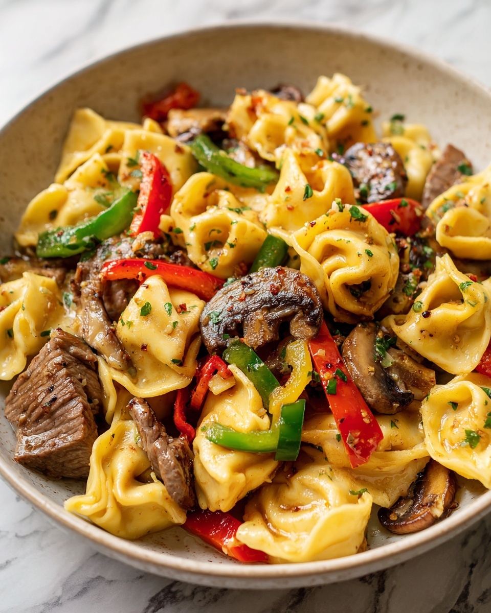 Philly Cheesesteak Tortellini Recipe - Recipe Image