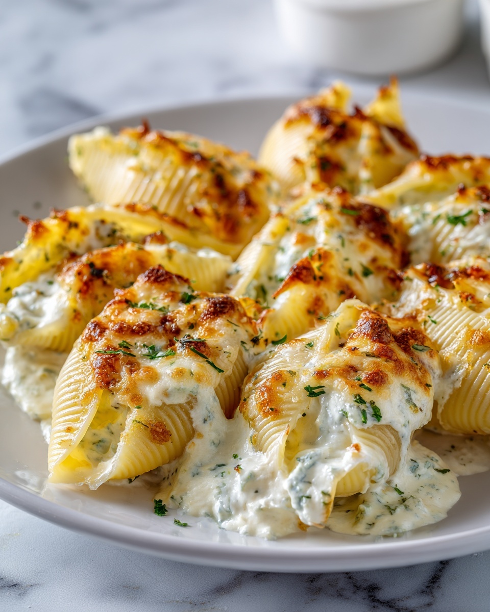 Garlic Butter Chicken Alfredo Stuffed Shells Recipe - Recipe Image