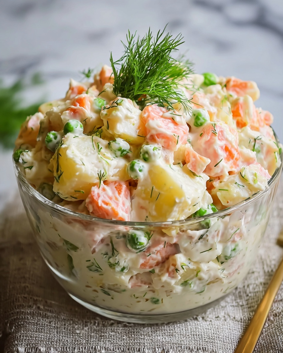 Olivier Salad – Russian Potato Salad Recipe - Recipe Image