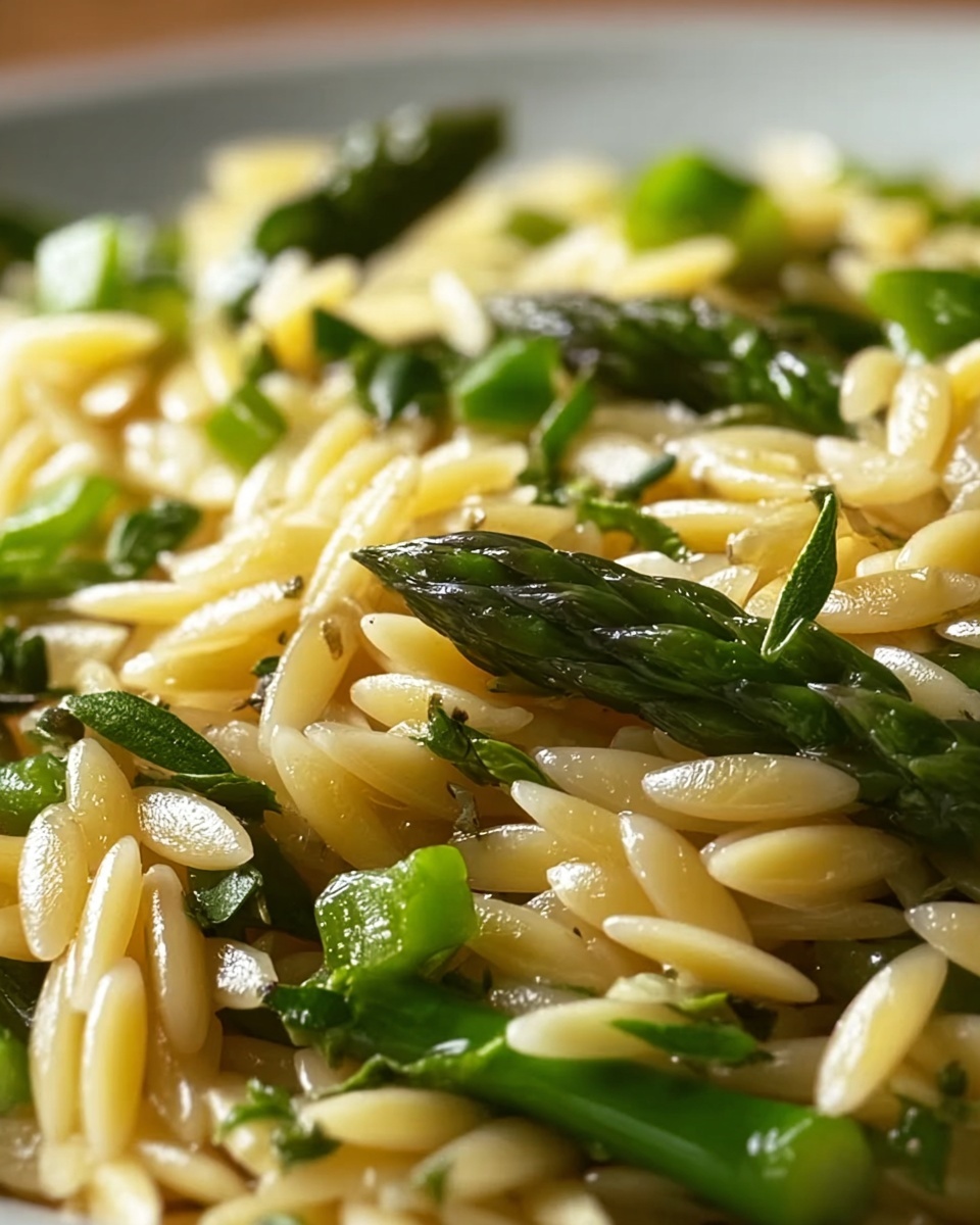 Creamy Orzo with Garlic Butter Asparagus Recipe - Recipe Image