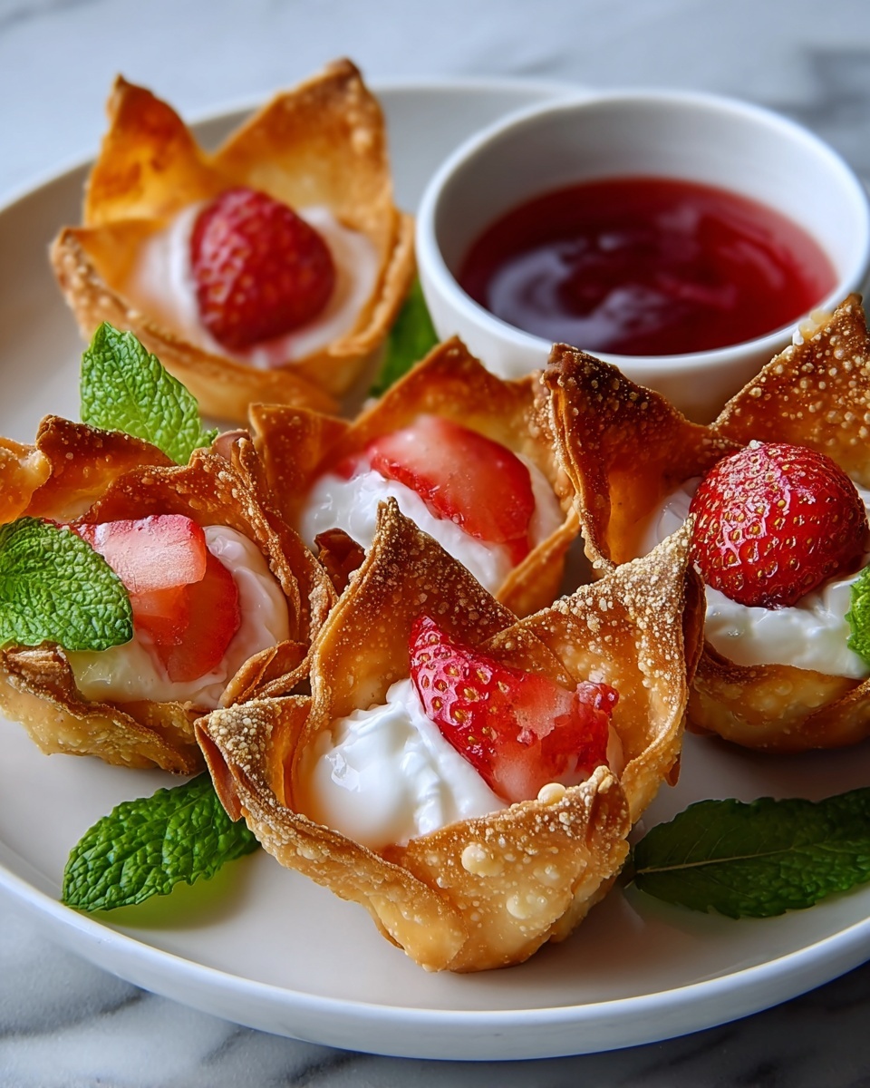 Deep-Fried Strawberry Cheesecake Stuffed Wonton Bites Recipe - Recipe Image