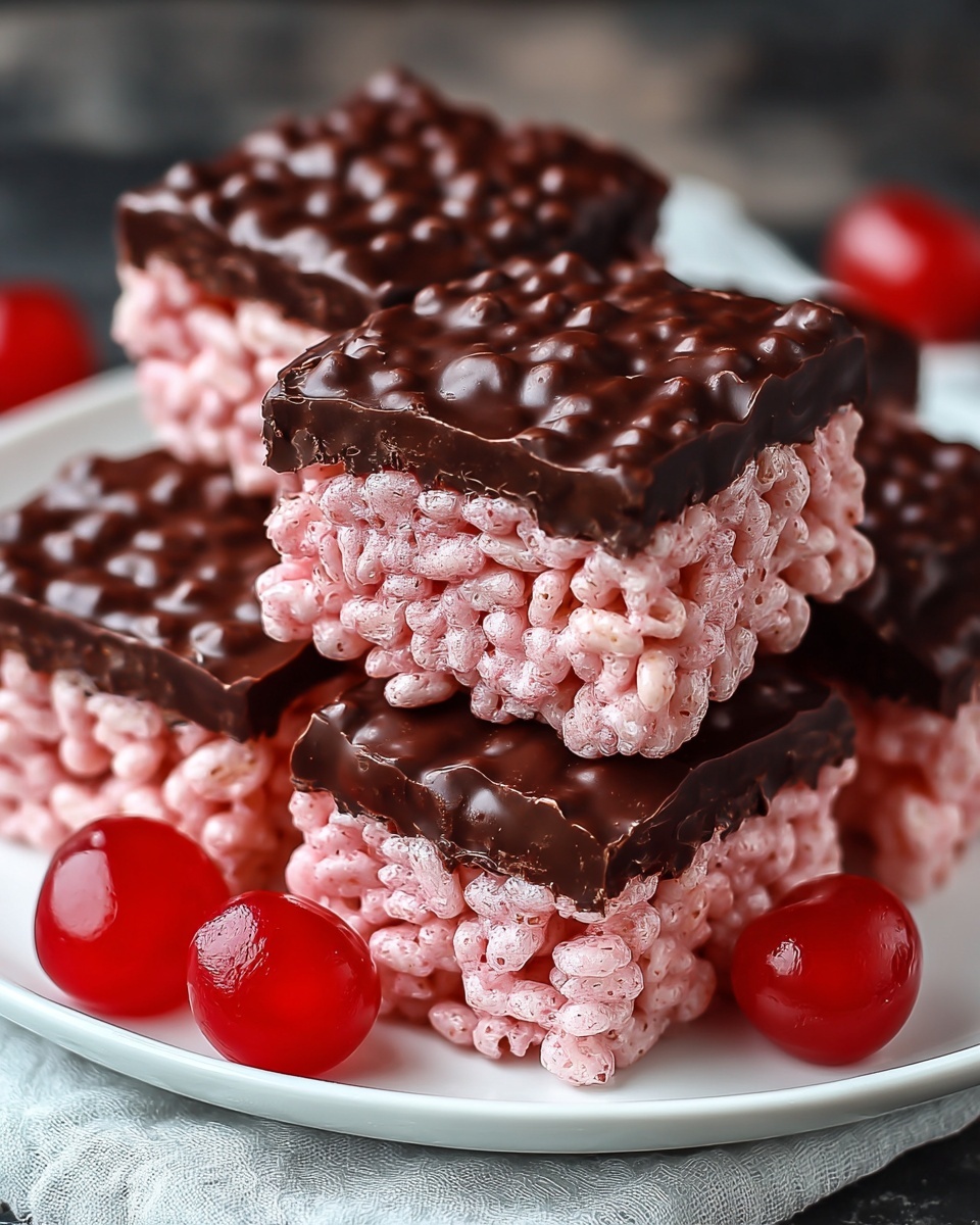 Chocolate Covered Cherry Rice Krispies Treats Recipe - Recipe Image