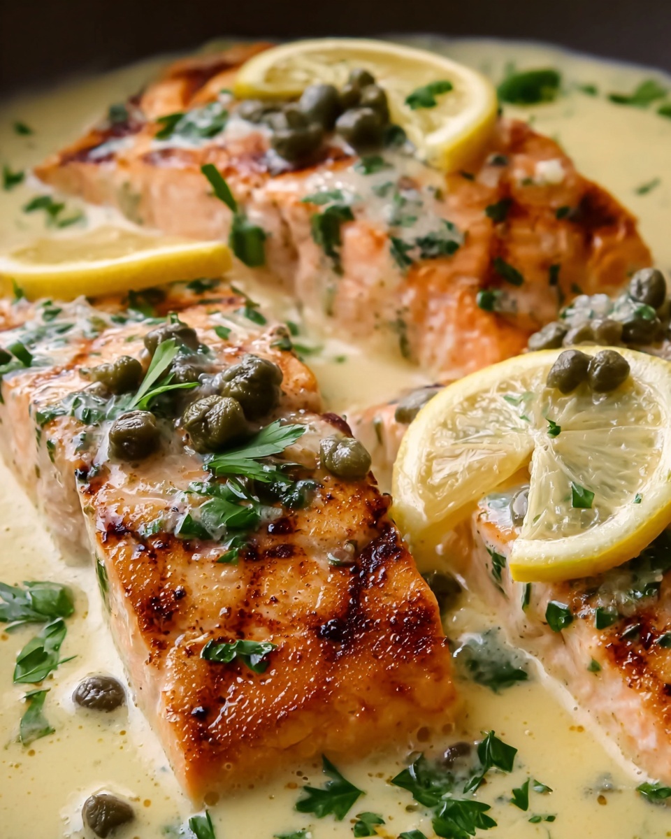 One-Pan Creamy Lemon Caper Butter Salmon Recipe - Recipe Image