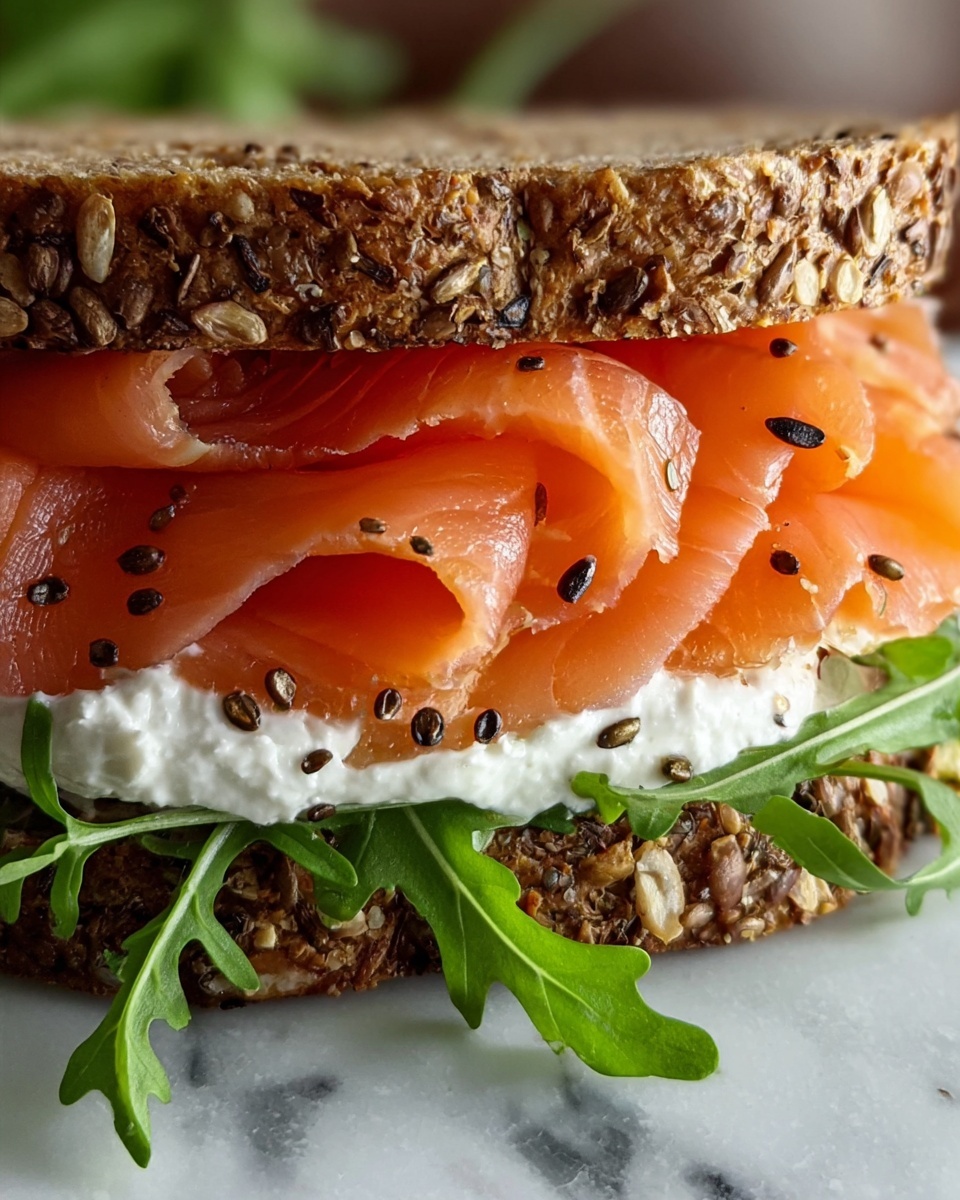 Smoked Salmon Sandwich with Dill Cream Cheese and Fresh Vegetables Recipe - Recipe Image