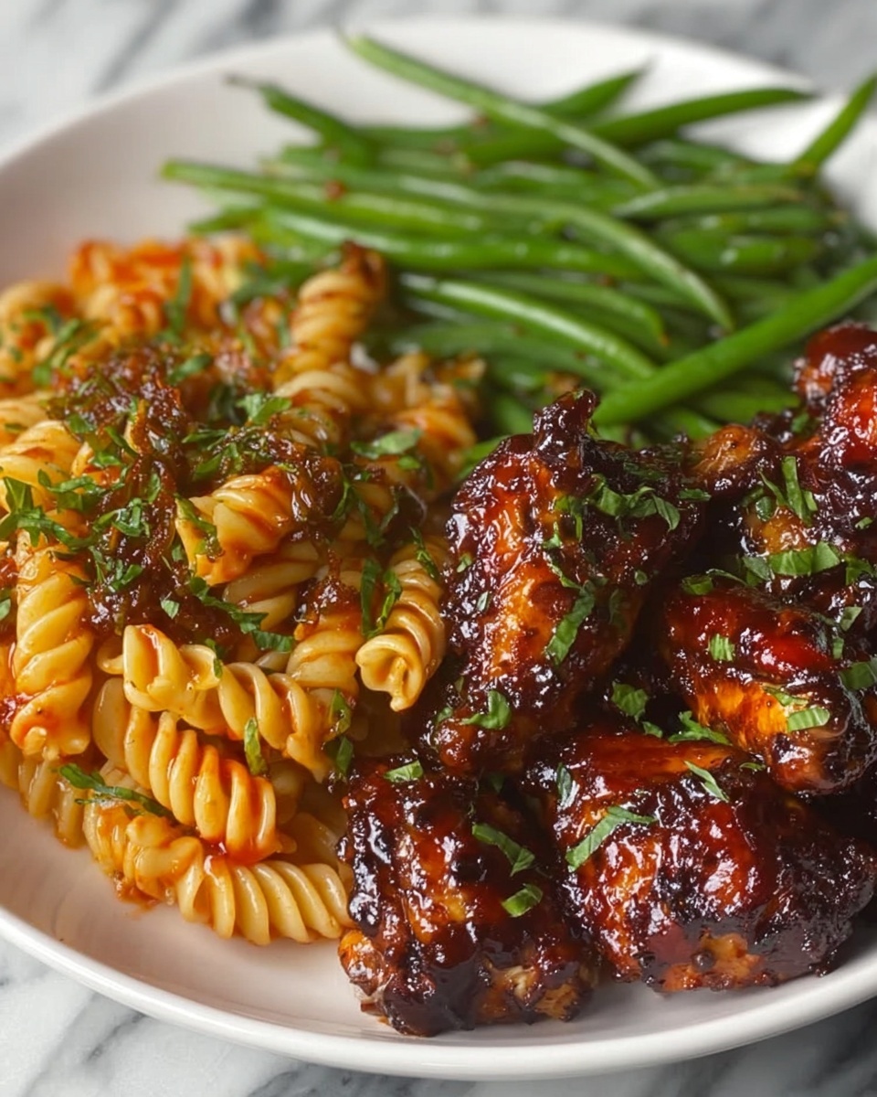 Jerk Wings with Rotel Pasta and Green Beans Recipe - Recipe Image