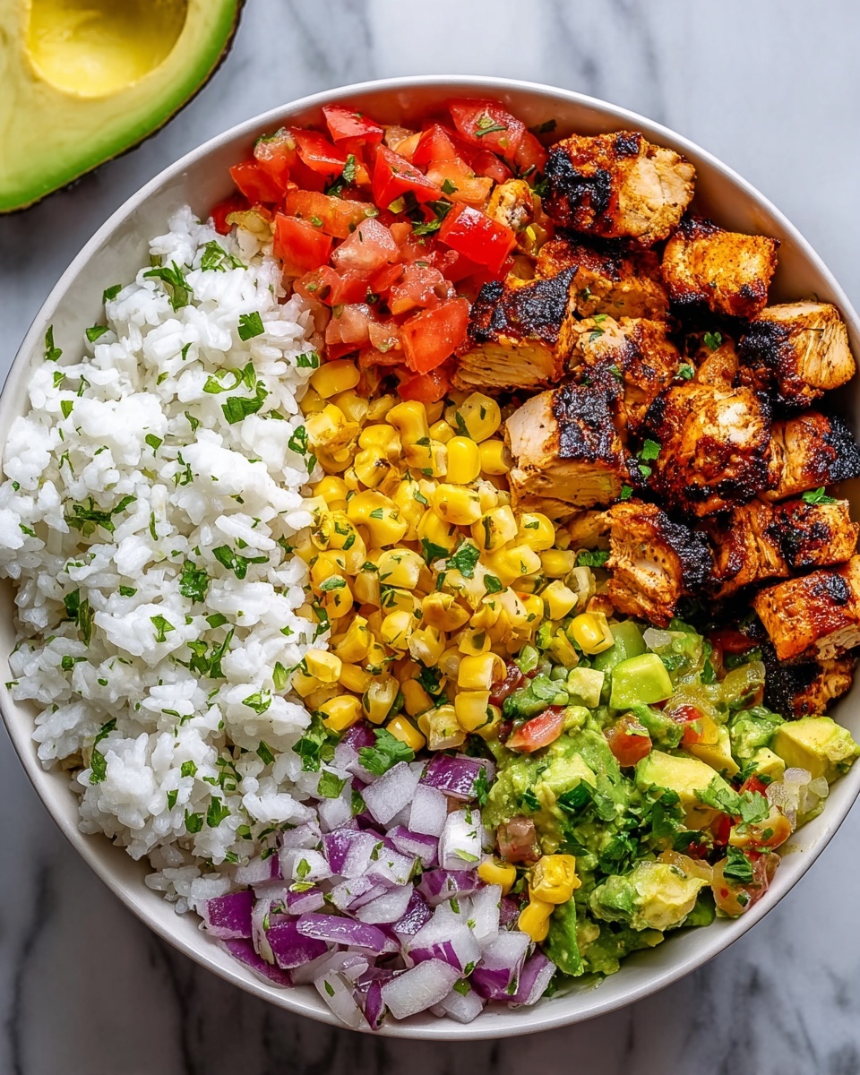 Spicy Chipotle Chicken Burrito Bowl with Cilantro Lime Rice Recipe - Recipe Image