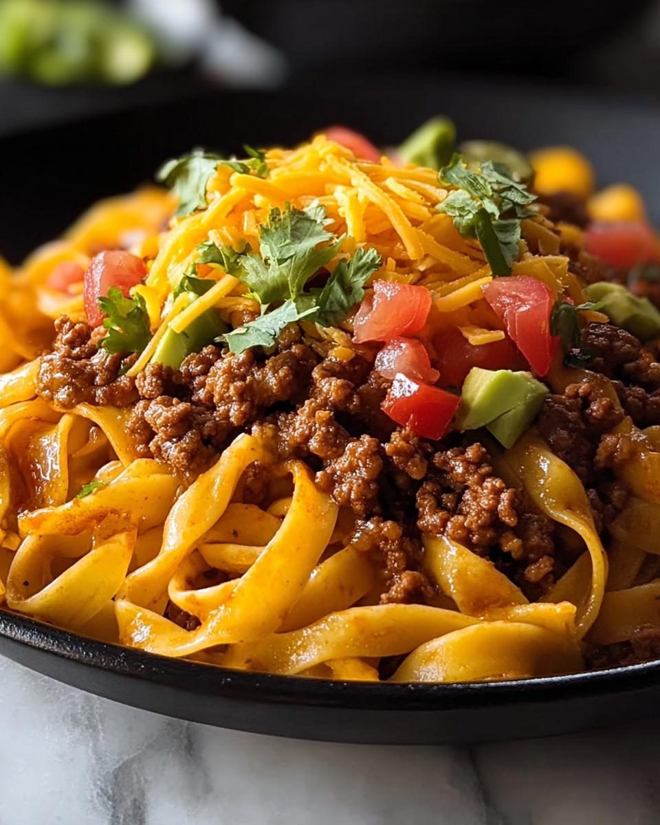 Cheesy Beef Taco Pasta Recipe - Recipe Image