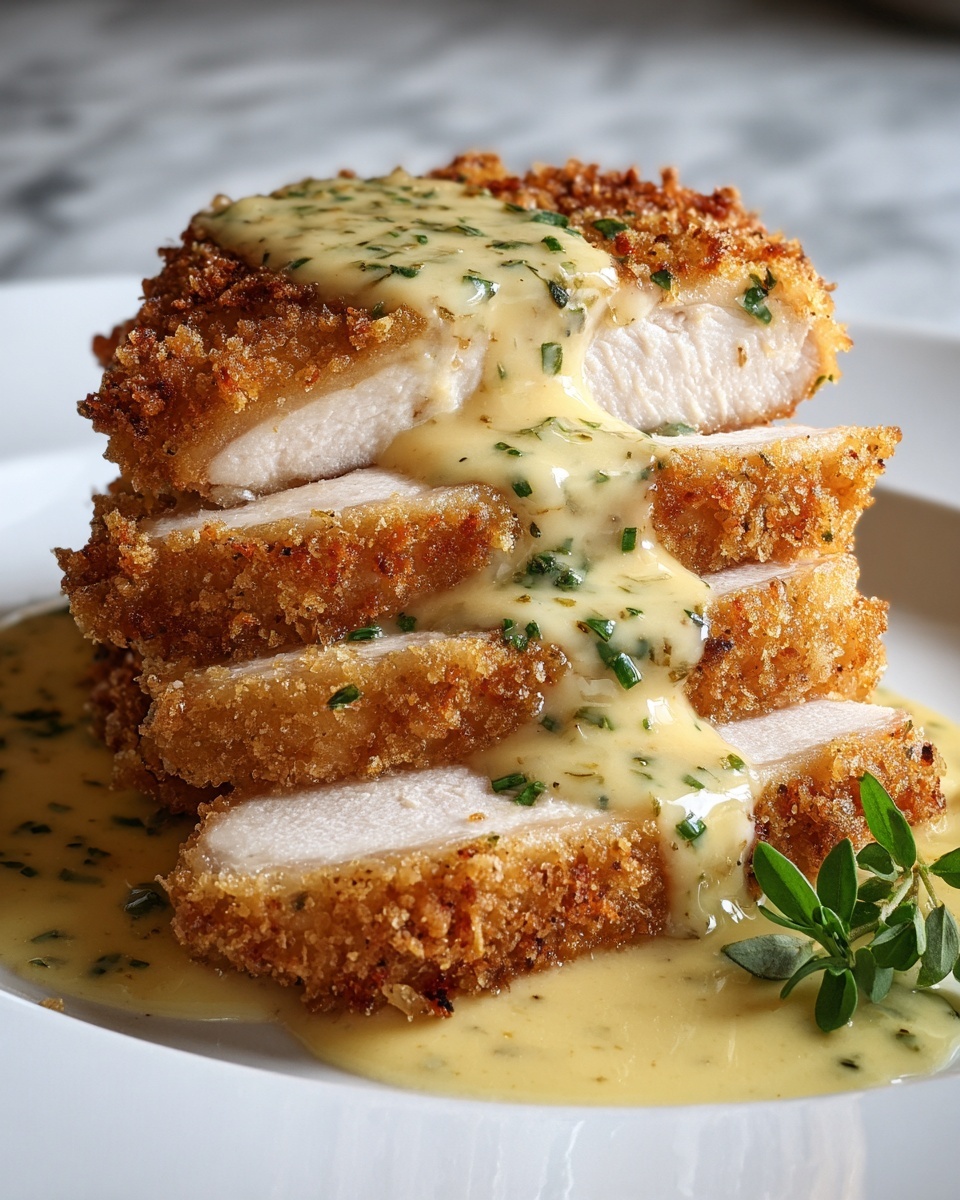 Parmesan Crusted Chicken with Creamy Garlic Sauce Recipe - Recipe Image