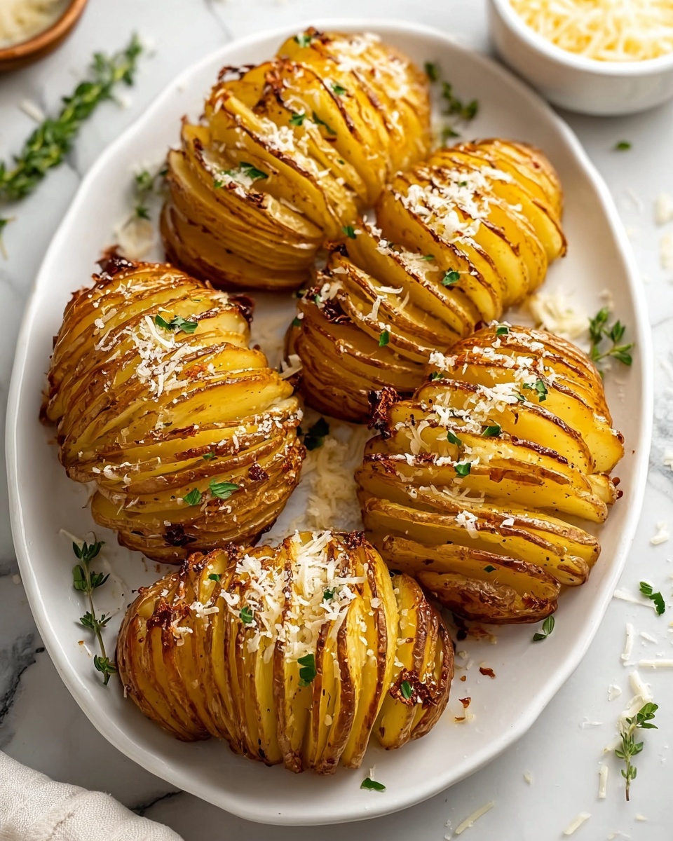 Hasselback Potatoes with Garlic, Herbs, and Parmesan Recipe - Recipe Image