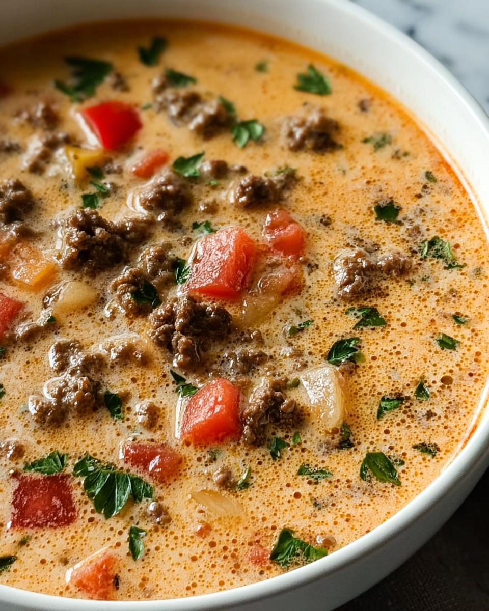 Creamy Slow Cooker Cheeseburger Soup Recipe - Recipe Image