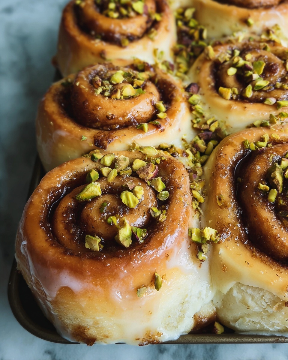 White Chocolate Pistachio Cinnamon Rolls Recipe - Recipe Image