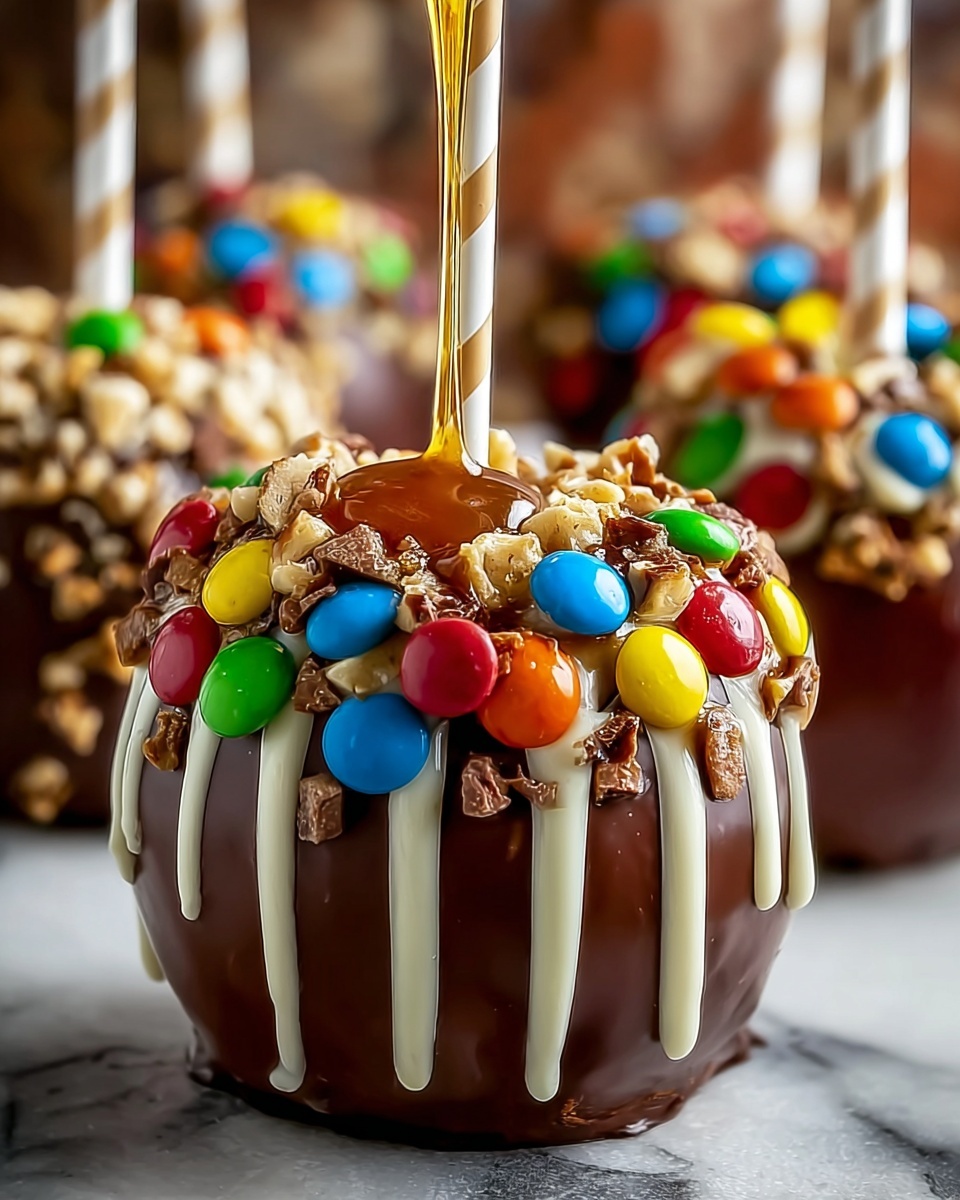 Gourmet Candy-Coated Caramel Apple Creations Recipe - Recipe Image