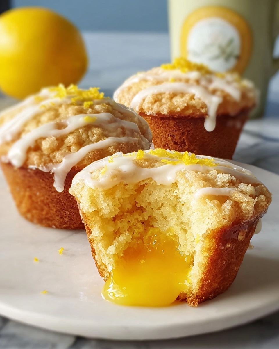 Lemon Curd Muffins with Streusel Topping and Lemon Glaze Recipe - Recipe Image